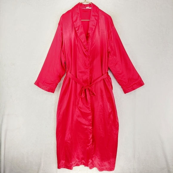 Victoria's Secret Red Satin Insulated Long Sleeve Casual Evening Robe Z93 - Picture 1 of 10